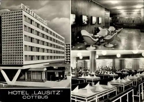 Ak Cottbus in der Niederlausitz, Hotel Lausitz, Empfangshalle, Restaurant