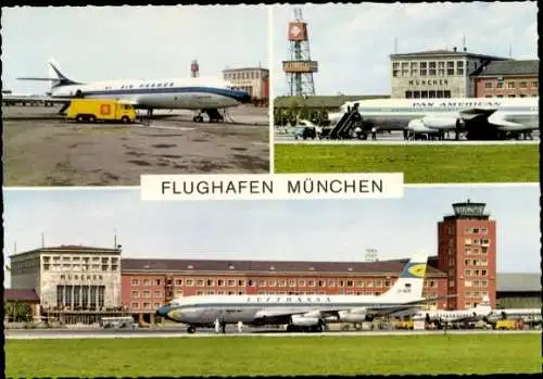 Ak München, Flughafen, Air France, Pan Am, Lufthansa, Passagierflugzeuge