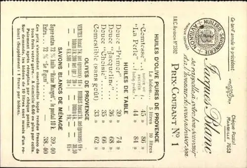 Ak Kostüm der Provence, Reklame, Huilerie Savonnerie Avignon