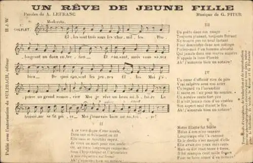 Lied Ak Un reve de jeune fille, G. Piter, A. Lefranc