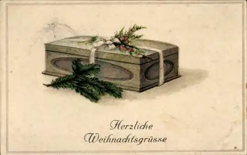 Ak Glückwunsch Weihnachten, Tannenzweig, Blumen