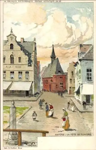 Künstler Litho Ranot, F., Antwerpen Antwerpen Flandern, La tète de Flandre