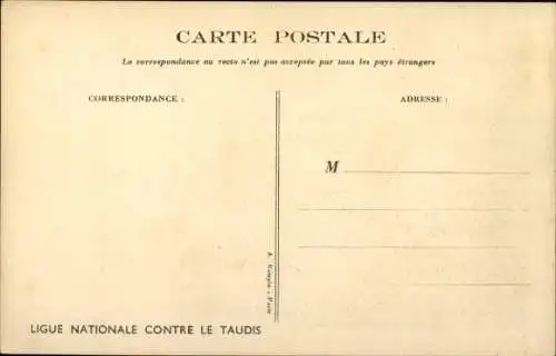 Künstler Ak Poulbot, Franciscque, Du hast Angst vor Spinnen, Ligue Nationale contre le Taudis