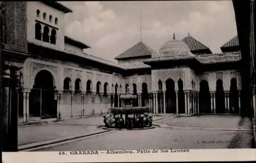 AK Granada Andalusien Spanien, Alhambra, Innenhof der Löwen