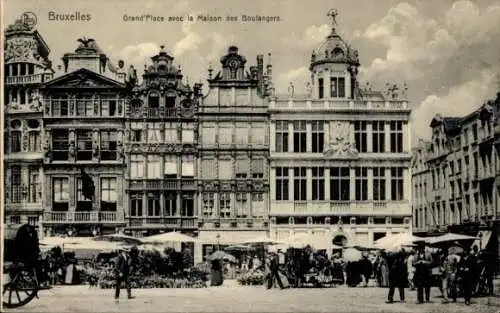 Ak Brüssel Brüssel, Grand'Place mit dem Maison des Boulangers, Markt