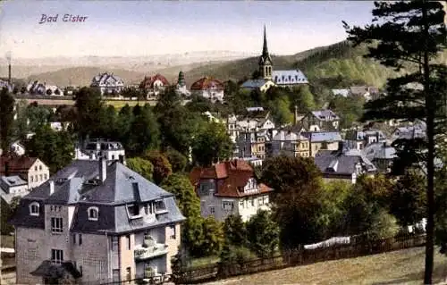 Ak Bad Elster im Vogtland, Teilansicht, Kirche