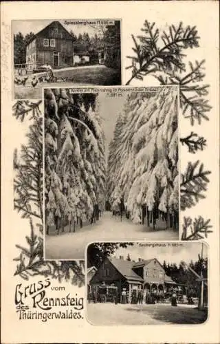 Ak Friedrichroda im Thüringer Wald, Spießberghaus, Heubergshaus, Winter