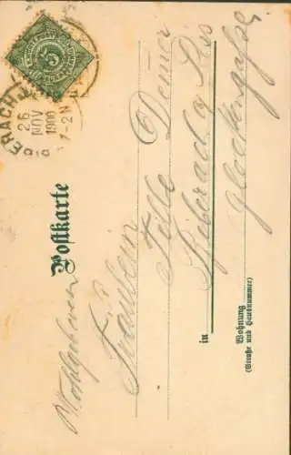 Glitzer Litho Ulm an der Donau, Münster, Spatz, Wappen