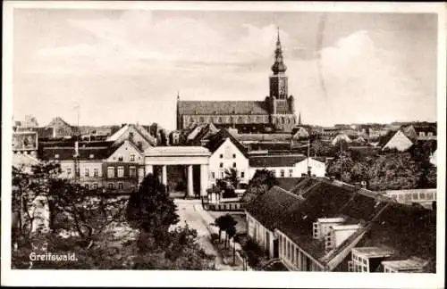 Ak Hansestadt Greifswald, Teilansicht, Kirche