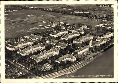 Ak Schwabing München Bayern, Fliegeraufnahme, Krankenhaus