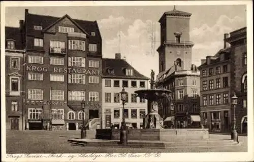 Ak København Kopenhagen Dänemark, Krog Restaurant, Brunnen