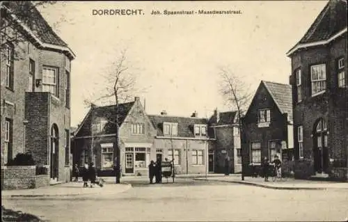 Ak Dordrecht Südholland Niederlande, Joh. Spaansstraat Maasdwarsstraat