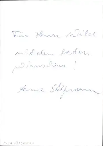 Ak Schauspielerin Anne Stegmann, Portrait, Autogramm