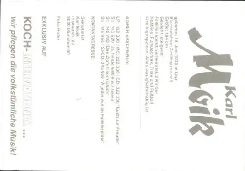 Ak Moderator Karl Moik, Portrait, Autogramm