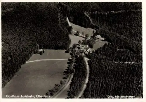 Ak Clausthal Zellerfeld Oberharz, Berggasthaus zum Auerhahn, Fliegeraufnahme