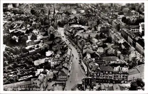 Ak Hof an der Saale Oberfranken Bayern, Fliegeraufnahme