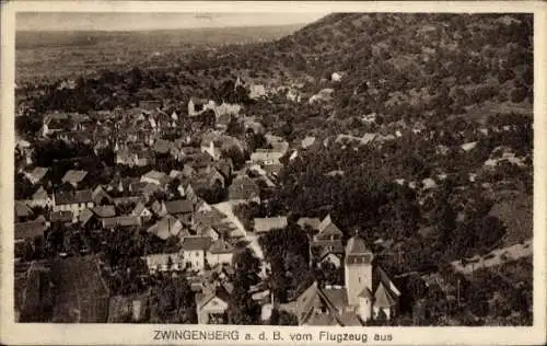 Ak Zwingenberg an der Bergstraße in Hessen, Fliegeraufnahme