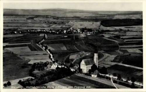 Ak Wemding in Schwaben, Fliegeraufnahme Wallfahrtskirche Maria Brünnlein