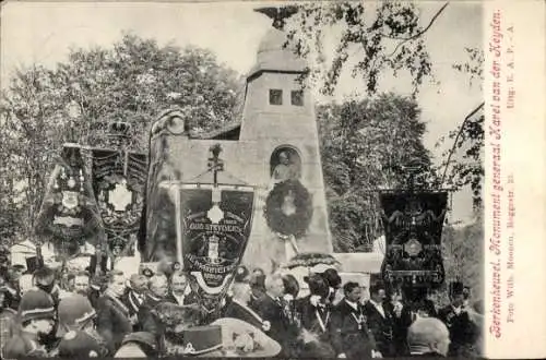 Ak Arnhem Gelderland Niederlande, onthulling monument voor Karei van der Heyden op den Berkenhouvel