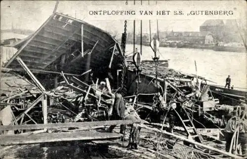 Ak Rotterdam Südholland Niederlande, Explosion, Explosion der SS Gutenberg 1911, Trümmer