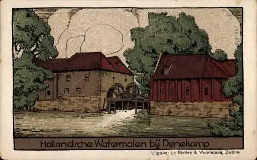 Steindruck Ak Denekamp Overijssel Niederlande, Wassermühle