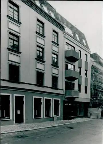 Foto Zwickau in Sachsen, Straße, Geschäft, Baustelle, Gerüst