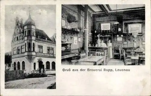 Ak Lauenau im Kreis Schaumburg, Brauerei Rupp, Innen und außen