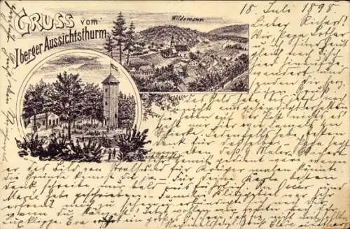 Litho Bad Grund im Harz, Iberger Aussichtsturm, Wildemann