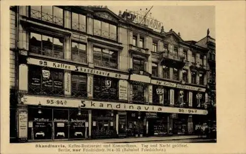 Ak Berlin Mitte, Kaffee Restaurant und Konzerthaus Skandinavia, Friedrichstraße 94