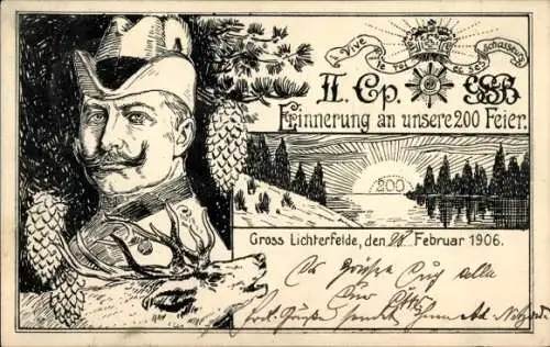 Ak Berlin Steglitz Groß Lichterfelde, II. Cp. Erinnerung an unsere 200 Feier, Kaiser Wilhelm II