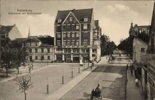 Ak Tschernjachowsk Insterburg Ostpreußen, Buttermarkt mit Wilhelmstraße