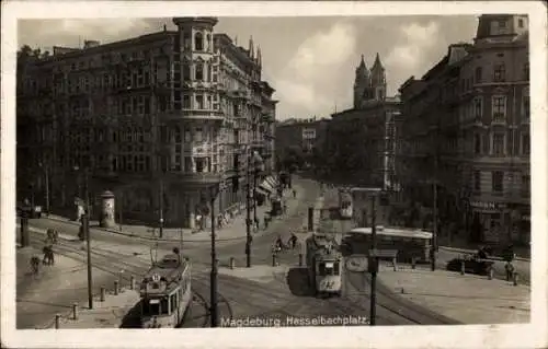 Ak Magdeburg an der Elbe, Hasselbachplatz, Straßenbahnen 11 und 2