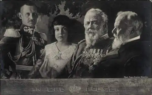 Ak Erbfolge, Prinzregent Luitpold von Bayern, Portrait mit Nachkommen, Ludwig III., Rupprecht