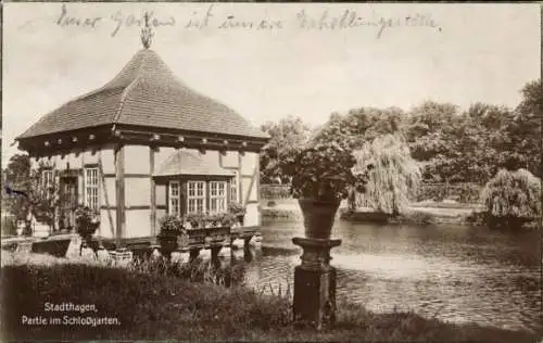 Ak Stadthagen in Niedersachsen, Schlossgarten