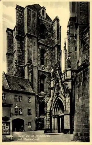 Ak Nysa Neisse Schlesien, Sankt-Jakobuskirche, Glockenturm