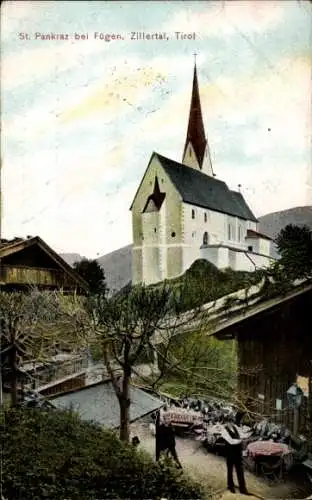 Ak Fügen im Zillertal Tirol, Sankt Pankraz-Kirche