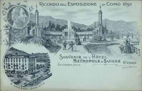 Litho Como Lombardia, Esposizione 1899, Hotel Metropole & Suise