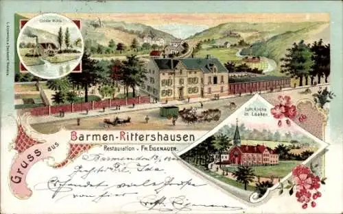 Litho Rittershausen Barmen Oberbarmen Wuppertal, Kirche in Laaken, Restaurant