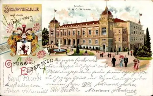 Wappen Litho Elberfeld Wuppertal, Stadthalle auf dem Johannisberg