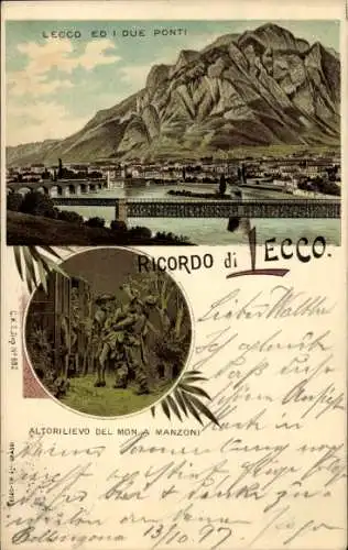 Litho Lecco Lago di Lecco Lombardia, Panorama ed due Ponti