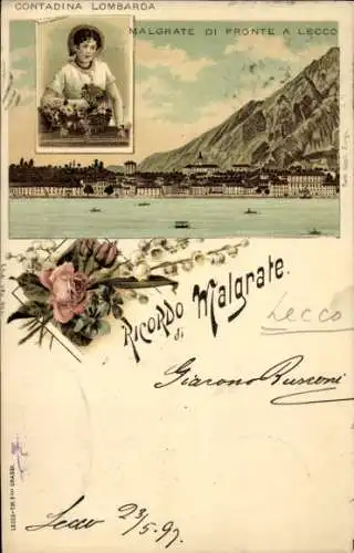 Litho Malgrate Lombardei, Contadina Lombarda, Panorama