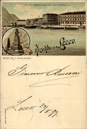 Litho Lecco Lago di Lecco Lombardia, Busto di Ghislanzoni, Imbarcadero dei Piroscafi