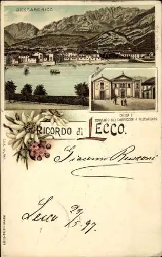 Litho Lecco Lago di Lecco Lombardia, Pescarenico, Chiesa e Convento