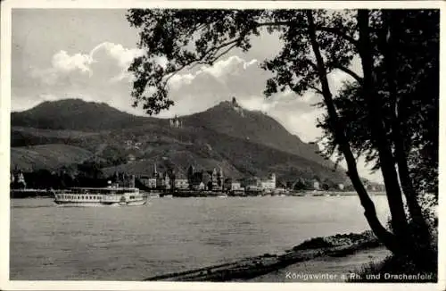 Ak Königswinter am Rhein, Drachenfels, Teilansicht, Schiff