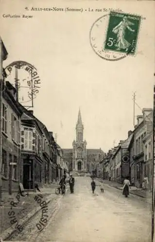 Ak Ailly sur Noye Somme, La rue Saint-Martin