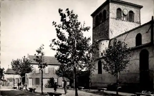 Ak Saint Laurent de Chamousset Rhône, Teilansicht, Turm