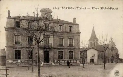 Ak Saint Fons Rhône, Place Michel-Perret