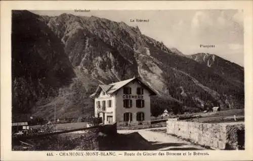 Ak Chamonix Mont Blanc Haute Savoie, Route du Glacier des Bossons et le Brevent, Bellachat, Planpraz