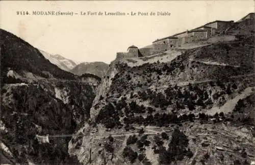 Ak Modane Savoie, Le Fort de Lesseillon, Le Pont du Diable