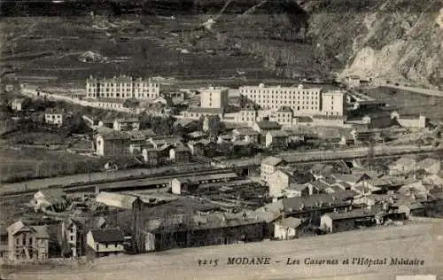 Ak Modane Savoie, Panorama, Les Casernes et l'Hopital Militaire